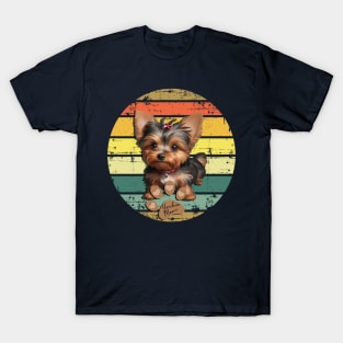 Yorkie Mom Retro Design Cute Yorkshire Terrier T-Shirt